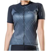 Camisa Elite Ciclista Forro Feminina Tam P Preto / Grafite