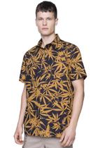 Camisa ellus manga curta folhagem surf french masc laranja