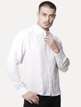 Camisa Ellus Masculina Linen Stripe Mark Classic Branca