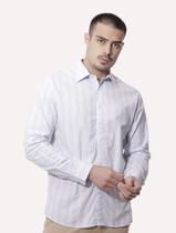 Camisa Ellus Masculina Slim Tricoline Oregon Anatomic Listrada Branca