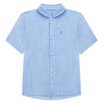 Camisa em Linho Infantil Menino Manga Curta Onda Marinha