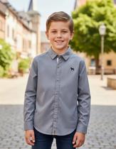 Camisa Em Tricoline Gola Cinza Charpey