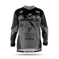 Camisa Esporte Insane X Piloto Motocross Off Road Enduro Trilha Unissex Cauda Longa Gola V Pro Tork
