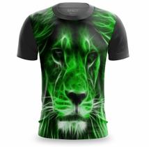Camisa Estampada 3D Masculina Leão Tigre Neon Camiseta Animais