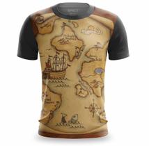 Camisa Estampada 3D Masculina Mapa do tesouro Camiseta Digital