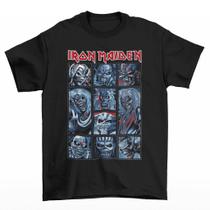 Camisa Estampada da Banda de Rock Iron Maiden Black Metal Camiseta