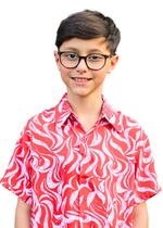 Camisa Estampada Floral Infantil Manga Curta Viscose