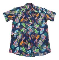 Camisa Estampada Masc Elastano Summer Verão Botão Social Top
