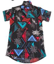 Camisa Estampada Masc Elastano Summer Verão Botão Social Top Camisa Estampada Masc Elastano Summer Verão Botão Social Top