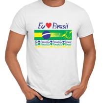 Camisa Eu Amo Brasil Bandeira Coração - Web Print Estamparia