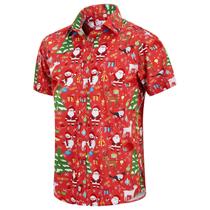 Camisa EUOW Christmas Santa vermelha de manga curta XL