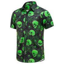 Camisa EUOW Halloween com estampa de esqueleto casual para homens Camisa EUOW Halloween com estampa de esqueleto casual para homens
