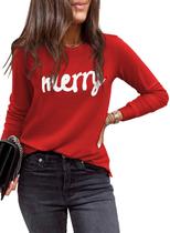 Camisa EVALESS 2025 Feminina de Manga Comprida com Gola Redonda Vermelha L