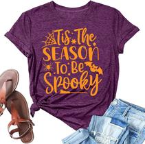 Camisa Fashvacation Halloween Spider com estampa de letras roxa L