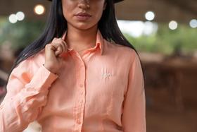 Camisa fem. fio tinto salmao tam p Camisa fem. fio tinto salmao tam p