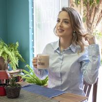 Camisa fem. tricoline xadrez verde menta tam p Camisa fem. tricoline xadrez verde menta tam p