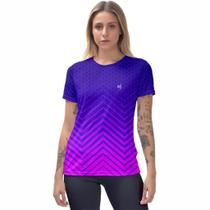 Camisa Feminina Academia Blusa Fitness Caminhada Treino Manga Curta Degrade