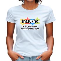 Camisa Feminina Autismo Coração Amor Inclusão Plus Size Tea
