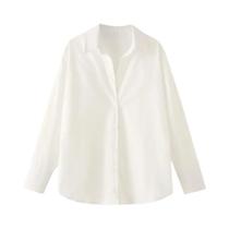 Camisa Feminina Azul Oversize De Manga Longa Casual Com Botões Estilo Coreano Blusa De Primavera