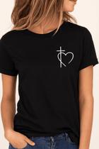 Camisa Feminina Baby Look Coração em Cristo Modelagem que Valoriza Trajano Store