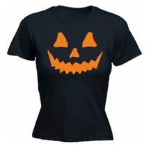 Camisa Feminina Baby Look Halloween Abóbora Dia Das Bruxas Camiseta 100% Algodão Camisa Feminina Baby Look Halloween Abóbora Dia Das Bruxas Camiseta 100% Algodão
