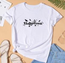 Camisa Feminina Baby Look Halloween Mini Morcego Aranha Dia Das Bruxas