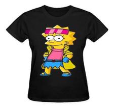 Camisa Feminina Baby Look Lisa Simpson 100% Algodão