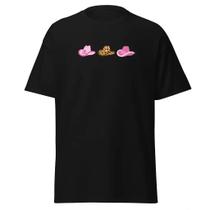 Camisa Feminina Baby Look Pink Cowboy Preto G Camisa Feminina Baby Look Pink Cowboy Preto G