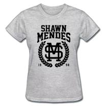 Camisa Feminina Baby Look Shawn Mendes Logo Cantor