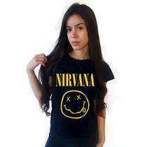 Camisa Feminina Babylook Banda Nirvana Rock Roll Grunge Kurt