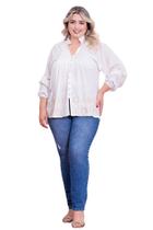 Camisa Feminina Bata com Bordado Manifesto - Inverno - Off White
