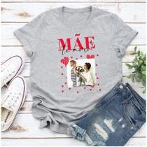 Camisa Feminina Blusa Babylook Personalizada com Foto Mãe Te Amo Dia das Mães