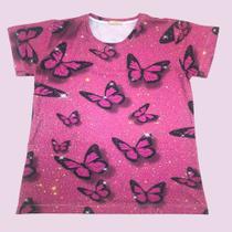 Camisa Feminina - Borboleta rosa - Tamanho M Camisa Feminina - Borboleta rosa - Tamanho M