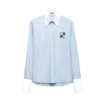 Camisa Feminina Bordada Com Flores, Blusa Elegante Listrada Para Primavera E Verão, Top Solto Para