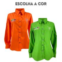 Camisa Feminina Bordada Competição Texas Farm Country Original Laranja Verde Escolha a Cor - TexasFarm