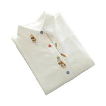 Camisa Feminina Branca De Algodão Com Bordado De Coelho E Cenoura, Manga Longa, Estilo Primavera,