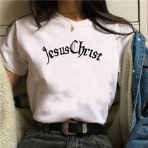 Camisa Feminina Branca Ilustração Escrita Jesus Christ” Letra Style Baby Look Novidade! Camisa Feminina Branca Ilustração Escrita Jesus Christ” Letra Style Baby Look Novidade!