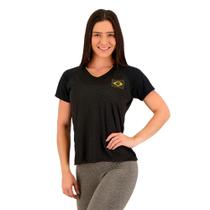 Camisa Feminina Braziline Brasil Potiguara Preta - 100% Poliéster Camisa Feminina Braziline Brasil Potiguara Preta - 100% Poliéster