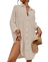 Camisa Feminina Bsubseach para Praia com Botões Camisa Feminina Bsubseach para Praia com Botões