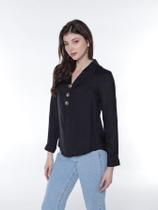 Camisa Feminina, Camiseta Manga Longa, Com Botões Na Frente