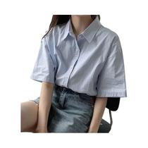 Camisa Feminina Casual De Verão, Manga Curta, Gola Virada Para Baixo, Estilo Coreano, Blusa Com Camisa Feminina Casual De Verão, Manga Curta, Gola Virada Para Baixo, Estilo Coreano, Blusa Com