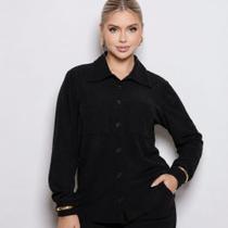 Camisa Feminina Cotelê Veludo Manga Longa - Camisa Feminina Cotelê Veludo Manga Longa -