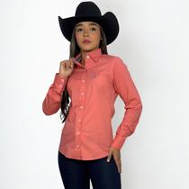 Camisa Feminina Country Coral Com Elastano Austin