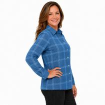 Camisa Feminina De Flanela Xadrez Manga Longa Plus Size
