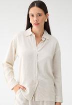 Camisa Feminina De Linho Alongada Levosch - Camisa Feminina De Linho Alongada Levosch -