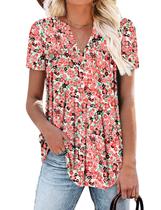 Camisa feminina de manga curta com estampa StunShow e decote em V Camisa feminina de manga curta com estampa StunShow e decote em V
