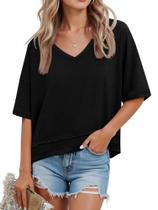 Camisa feminina de manga curta ONLYSHE, blusa casual de verão com decote em V