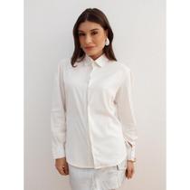 Camisa Feminina Elegante Alfaiataria Lisa Manga Longa