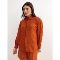 Camisa Feminina Elegante Alfaiataria Lisa Manga Longa