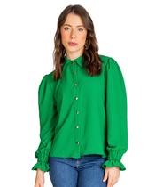 Camisa Feminina Em Duna Com Lastex No Punho Select Verde